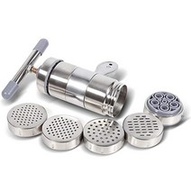 뜨거운 Creativetop 스테인레스 스틸 수동 국수 프레스 기계 파스타 메이커 5 국수 금형, silver, 5 Noodle Mould, 1개