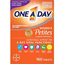 One A Day Womens Petites Multivitamin 면역 건강 지원을 위한 비타민 C D E 및 아연 B 비오틴 엽산엽산 ampamp 더 160 카운트, 기본