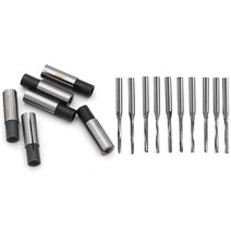 목공기계부품6Pcs 1/4 인치 1/8 인치 Cnc 새긴 무늬 비트 라우터 어댑터 및 10 Pcs 두 플루트 스트레이트, 01 은