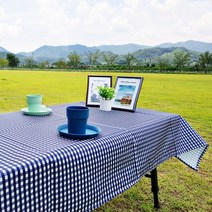 클린유니폼 예쁜 방수 테이블보 캠핑 테이블커버 식탁보 2인 4인 6인용 15종, 식탁보+컬러방수파우치, 2인용(가로90세로140), 네이비 체크