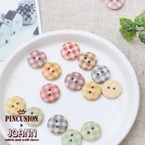 15미리 체크전사 나무단추(10개 100개), 10개