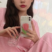 에이와이 에폭시 디저트 꽃 스마트톡 귀여운 그립톡, 핑크 튤립, 1개