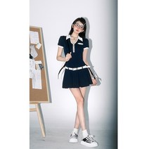 LA 여고' 야구 셔츠 테니스 넥 스포티 원피스