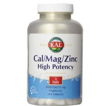Kal 칼슘 1000mg 마그네슘 400mg 아연 15mg 하이 포텐시 베지테리안 타블렛, 250개입, 6개