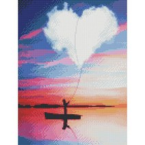 하모니아트 DIY 보석십자수 캔버스형 30X40, 25. 하트구름, 25. 하트구름