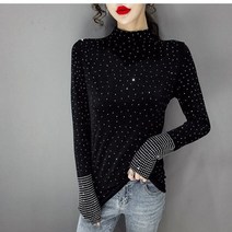 빅사이즈원피스 77 88 99 4XL-5XL 가을 겨울 스팽글 블랙 터틀넥 긴 소매 점퍼 반짝이 따뜻한 슬림 플러스 사이즈 여성 탑 풀오버