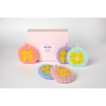 [5+1] 휘연공방 핸드메이드 두겹 유채꽃 5p 수세미 세트 사은품 개별포장 선물용 상자포장, 유채꽃 SET