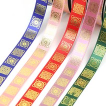 전통무늬 금박리본 15mm 25mm X 12yd 1롤 유니아트, 잉크색
