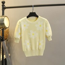 수입원피스 신민아 한혜진 공효진 수애 이세희st 플라워 반팔 캐쥬얼 니트