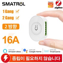 스마트 스위치 블루투스 12 Gang 16A 노 뉴트럴 와이어 Tuya ZigBee 라이트 미니 모듈 차단기 알렉사 구글 홈용 2 웨이 컨트롤, 02=White-1PC