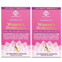 미국 NutriCelebrity NutriFlora-Pro 여성 프로바이오틱스 - 질 지원 비뇨기 건강 면역 시스템 소화 크랜베리 알약 보충제 100억 CFU 6가지 균주 (30캡