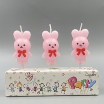 /국내배송/귀여운 리본토끼초 레터링 케이크 생일 케이크 대량판매 24팩/10팩(3개입), 핑크(3개입), 24팩