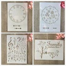 스텐실기계 타투 4Pcs A4 29cm 빈티지 프랑스어 단어 티켓 DIY 레이어링 스텐실 페인팅 스크랩북 색소 엠보, 한개옵션1, 04 D
