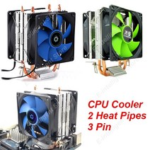 cpu 쿨러 라디에이터 2 히트 파이프 3pin cpu 냉각 팬 for intel lga 120077511501151115511561366 am2am2+am3am3+fm1fm2, x200 듀얼 팬, 없음, 푸른