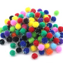 [홈앤스쿨] 칼라 반짝이 뿅뿅이 (15mm) 폼폼이 솜방울 단색 혼합색상, 분홍