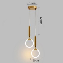 파워딜 골드 행잉 링 펜던트 조명 따뜻한 화이트 LED 램프 레스토랑 바 카페 U 모양, 06 B-2 heads_02 웜 화이트