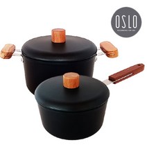 오슬로 블랙에디션 IH 세라믹 코팅 냄비2종(18+20), 편수 냄비 18cm + 양수 냄비 20cm, 블랙 + 브라운