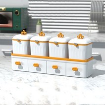 주방 양념통 세트 북유럽풍 2단 수납함, 화이트