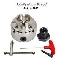 4 인치 100mm 크롬 도금 스크롤 척 4-Jaw M33 1 M18 목공 터닝 툴 액세서리 셀프 센터링 목재 선반 키, [04] 0.75 inch x 16TPI, 04 0.75 inch x 16TPI