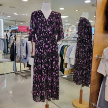 에이비플러스 허리끈 조절 꽃무늬 쉬폰원피스 afw3ho 40i