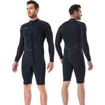 프리다이빙슈트 웻슈트 웻수트 Seaskin 3mm Long Sleeve Shorty Wetsuit for Mens, 01 Black_06 X-Large