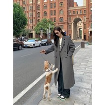 클래식 그레이 더블단추 누빔 롱 코트 대행사 고아인 이보영 강한나 손나은 코트 패션