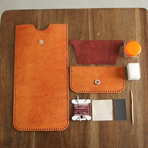 일로레더 심플카드지갑 만들기 가죽공예키트 DIY 이니셜각인, 보라,보라, Free, 1개
