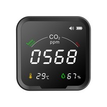실내 공기질 측정기 먼지 CO2 검출기 부저 경보 온도계 습도계 디지털 LED 3 1 이산화탄소 공기 품질 모니터 P9C, 01 PTH-9C