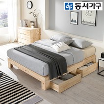 동서가구 순수 히노끼 무헤드 편백나무 100% 프레임 2서랍 수납침대 킹 K (매트제외) DF642795, 내추럴