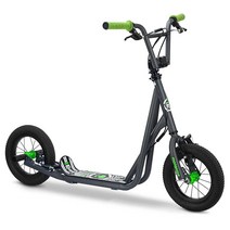 독일 직구 Mongoose Expo Youth Scooter 전방 및 후방 캘리퍼 브레이크 후방 차축 페그 12인치 팽창식 휠 비 전기-20665, 녹색/회색