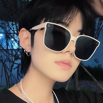 남자 여자 빅 오버사이즈 화이트 아이보리 플랫 평면 뿔테 사각 데일리 선글라스