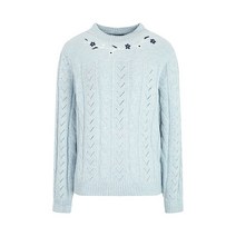 키이스 BLOOMSBURY 꽃자수 블루 니트 B2WP736-31