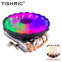 tishric cpu 쿨러 팬 컴퓨터 cpu 방열판 4 핀 pwm 팬 rgb cpu 냉각 라디에이터 팬 for intel lga2011 115x 1366 x99 am4, 4개의 히트 파이프, LGA115x1200-1366-775