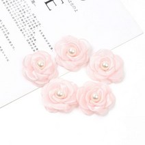 5PCS 인공 꽃 머리 비드 쉬폰 패브릭 머리 핀의 코사지 웨딩 드레스 의류 액세서리 만들기 실크 꽃