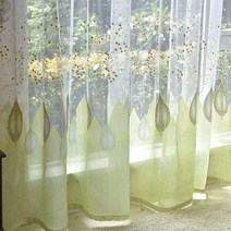 24평 32평 34평 거실커튼 거실 침실 녹색 잎 주 스크리닝 블라인드 나비주름쉬폰커튼