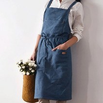 메이앤홈 데님 원피스 앞치마 카페, 1개, 중청