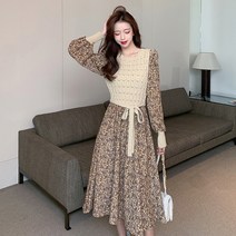 유니크한 꽃무늬 골지니트원피스 돌잔치 상견례 피로연 한혜연원피스 개화기의상