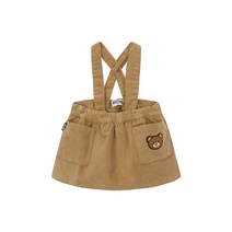 22FW MOSCHINO KIDS 모스키노 키즈 코듀로이 멜빵 스커트 브라운 MDJ015 LVA01
