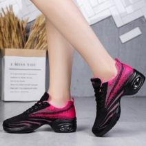 비템포 플라이윙 라인댄스화 라인댄스신발 운동화 재즈화 에어로빅화 줌바 댄스화, 230, 핑크블랙