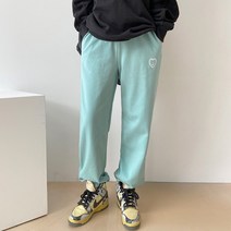 데일리앤 제임스 여자 쭈리 조거팬츠 하트자수 트레이닝 밴딩 면바지