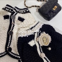 코코스튜디오 강아지옷 샤블리 명품 가디건 스웨터, 코코 샤블리 명품 가디건/화이트