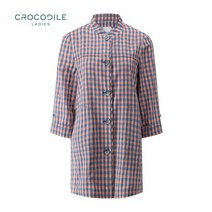 크로커다일레이디 노 카라 잔체크 린넨코트_CL0MCT104