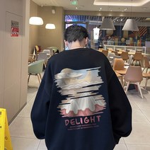 롱 슬리브 긴팔티 무지티 쭉티 라운드 넥 스웨터 남자 스타일 레트로 뻣뻣한 재킷 특대 헤비 사이즈 초가을 패션