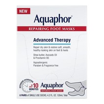 Aquaphor 리페어 풋 마스크 건조한 발을 위한 모이스처라이징 양말 아보카도 오일 및 시어 버터가 함유된 하이드레이팅 풋 케어 트리트먼트 6개 팩