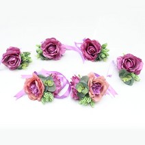 HMEOT 정의 만든 로맨틱 스타일 하트 모양의 웨딩 자동차 장식 꽃 결혼식 인공 실크, 24 6 pcs purple