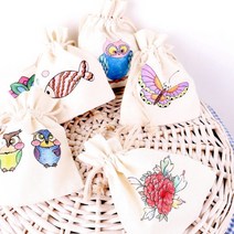 [나린아띠] 복주머니 만들기 캔버스 천 도안 그림 손 복조리 작은 가방 DIY 민화에코백 신발가방 무지가방 색칠가방 만들기, 단청