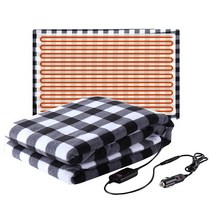 jyktech 더쎈 온열담요 차량용 겨울 열선 발열 온도 조절 차박 캠핑 휴대용 무릎 전기담요 대형 DC 12V, 블랙체크