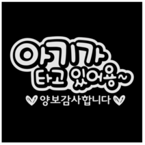 제제데코 자동차 스티커 문구 아기가타고 양보감사, 반사(밝은은색)., 3개