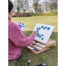 휴대용이젤 원목 화구통 박스 미술도구 정리함 수납함