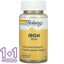 솔라레이 철분 아이언 50mg 베지 60캡슐 2통, 1개, 기본